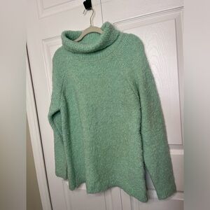 Caara Cropped Cowl‎ Neck Wool Blend Sweater Sage Sz Small S New NWT Oversized